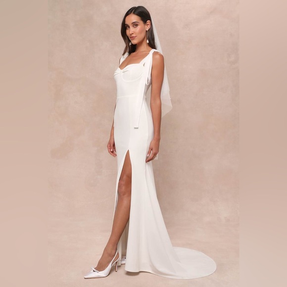 Lulus Splendid Love White Bustier Tie-Strap Mermaid Maxi Dress - Picture 5 of 5